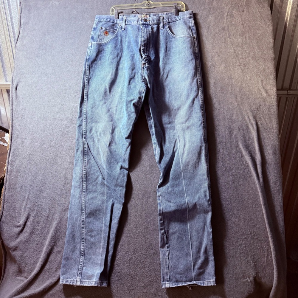 Wrangler 20X 22MWXVM Mens Blue Relaxed Straight Leg Jeans Tag 38x36 Fits 35x34